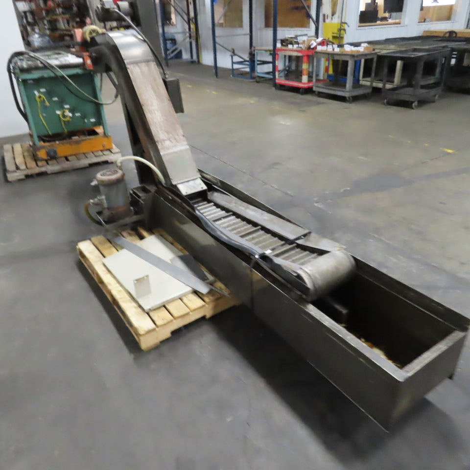 Turbo 6287-8141 Incline Chip Conveyor 208V 3Ph 18"x7" Intake W/ Coolant Recovery