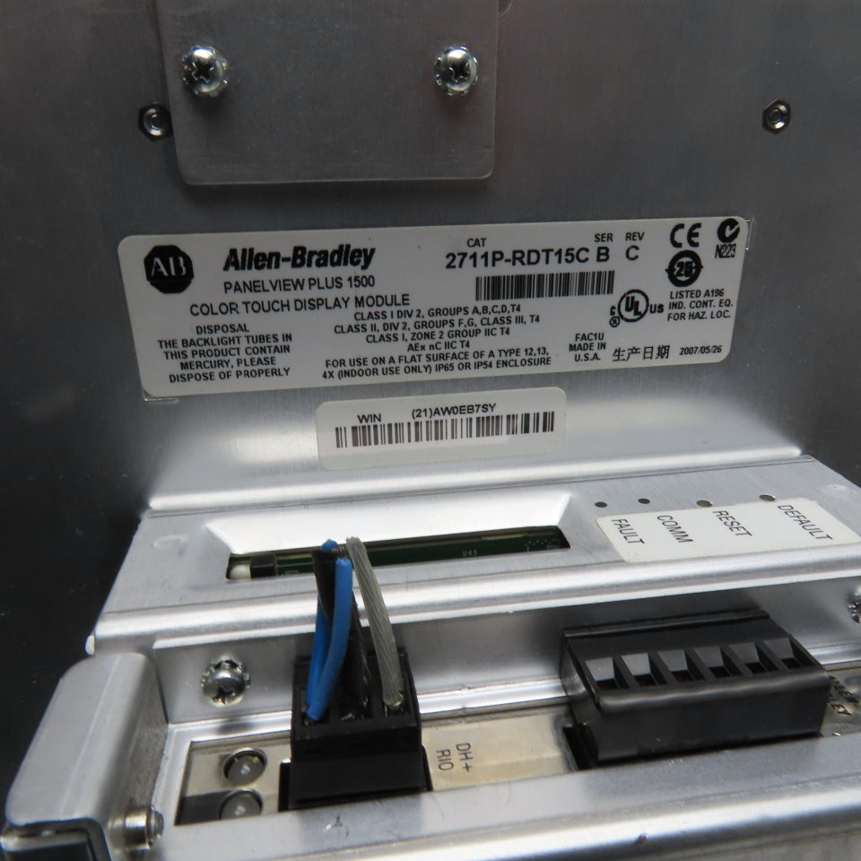 Allen-Bradley 2711P-T15C6A1 PanelView Plus 1500 Color Touch HMI 100-240 VAC