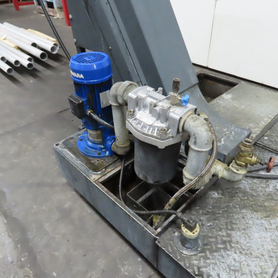 Tecnimetal 10" W Belt Incline Chip Conveyor 400V 3Ph 8FPM W/ Coolant Recovery