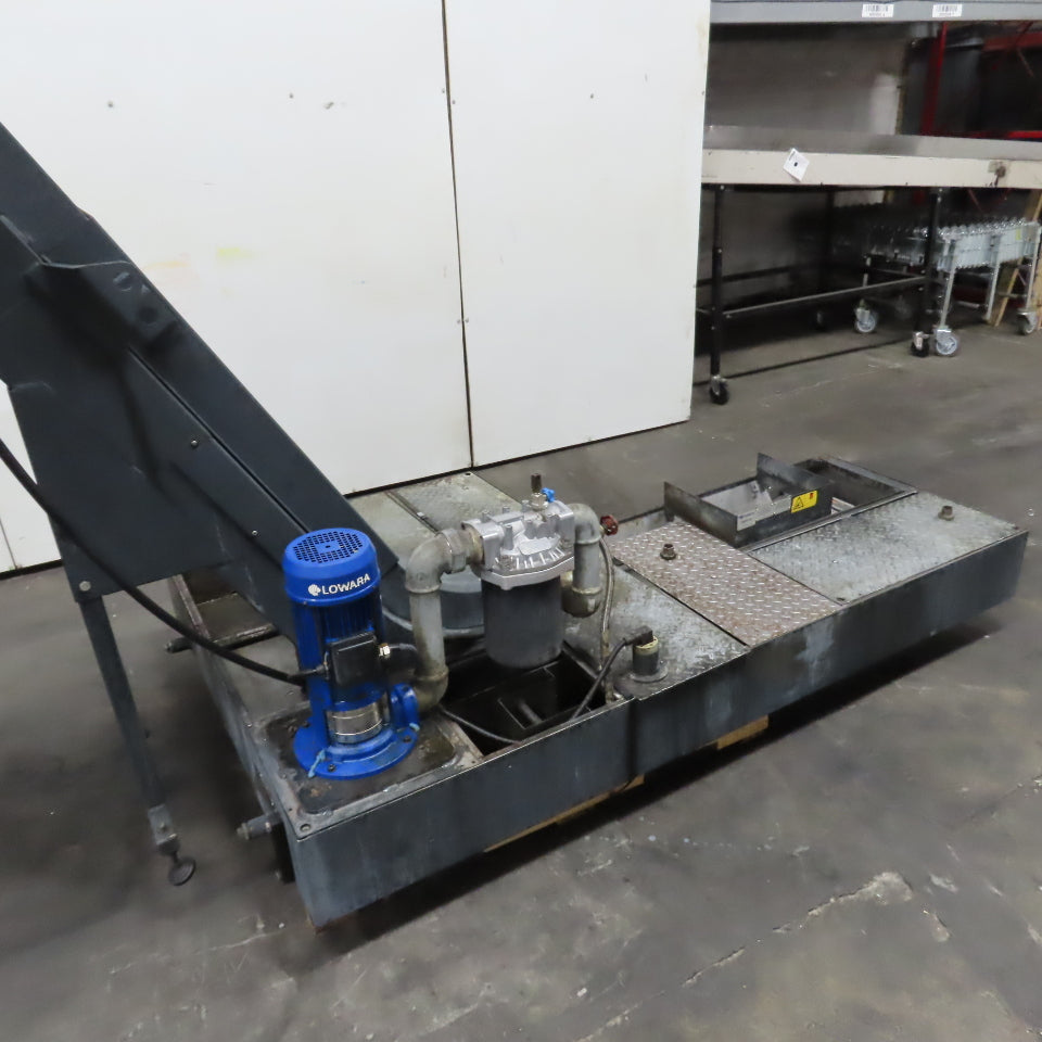 Tecnimetal 10" W Belt Incline Chip Conveyor 400V 3Ph 8FPM W/ Coolant Recovery