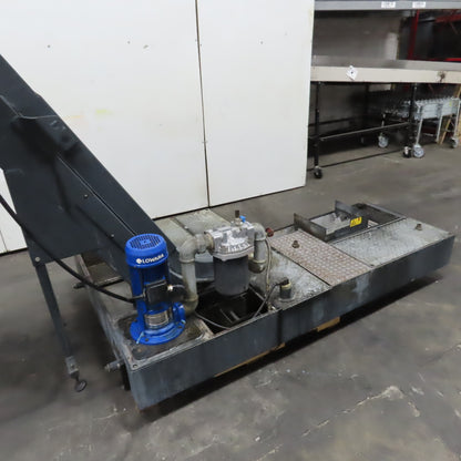 Tecnimetal 10" W Belt Incline Chip Conveyor 400V 3Ph 8FPM W/ Coolant Recovery