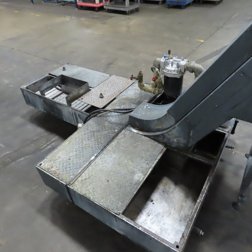 Tecnimetal 10" W Belt Incline Chip Conveyor 400V 3Ph 8FPM W/ Coolant Recovery