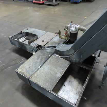 Tecnimetal 10" W Belt Incline Chip Conveyor 400V 3Ph 8FPM W/ Coolant Recovery