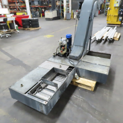 Tecnimetal 10" W Belt Incline Chip Conveyor 400V 3Ph 8FPM W/ Coolant Recovery