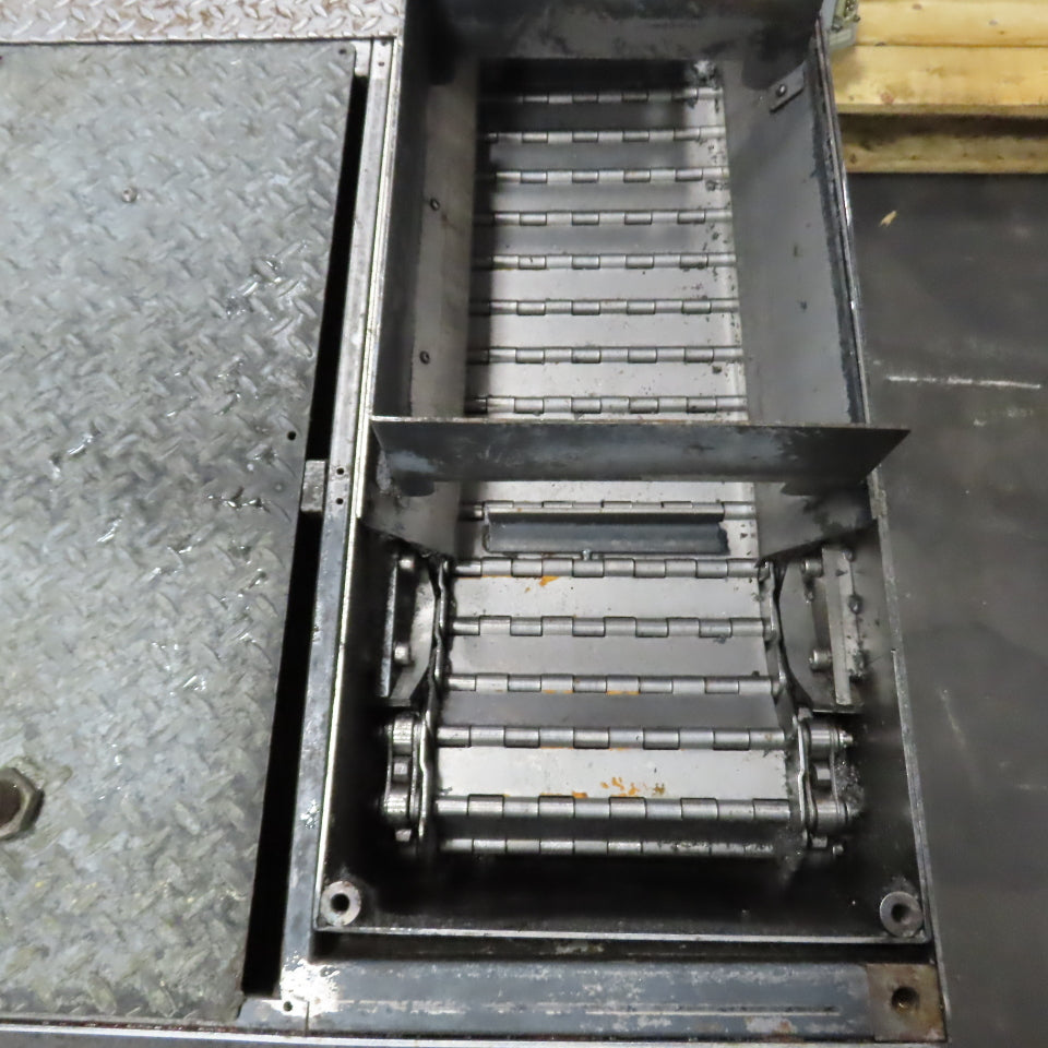 Tecnimetal 10" W Belt Incline Chip Conveyor 400V 3Ph 8FPM W/ Coolant Recovery
