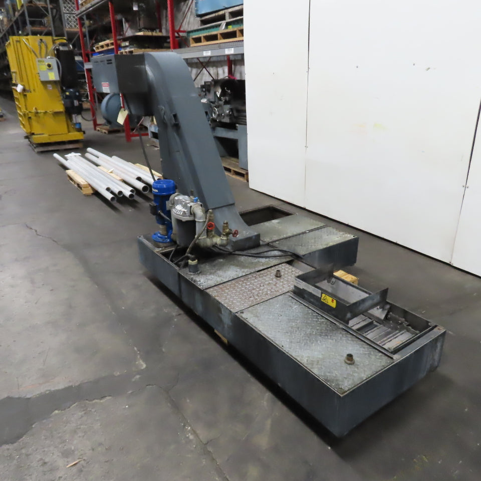 Tecnimetal 10" W Belt Incline Chip Conveyor 400V 3Ph 8FPM W/ Coolant Recovery
