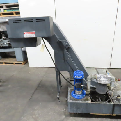 Tecnimetal 10" W Belt Incline Chip Conveyor 400V 3Ph 8FPM W/ Coolant Recovery