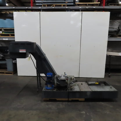 Tecnimetal 10" W Belt Incline Chip Conveyor 400V 3Ph 8FPM W/ Coolant Recovery