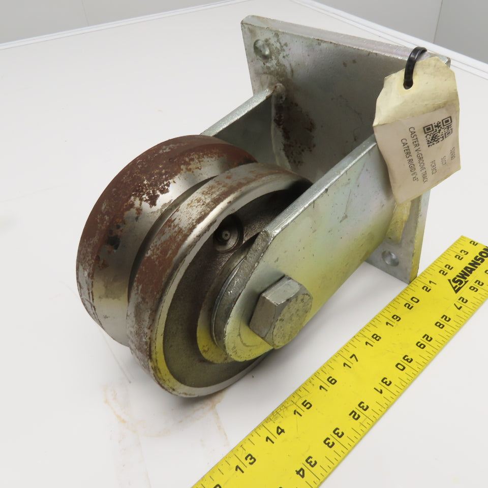 Albion Ind. VF0650039 V-Groove Track Rigid Cast Iron Caster 6"x3" Wide