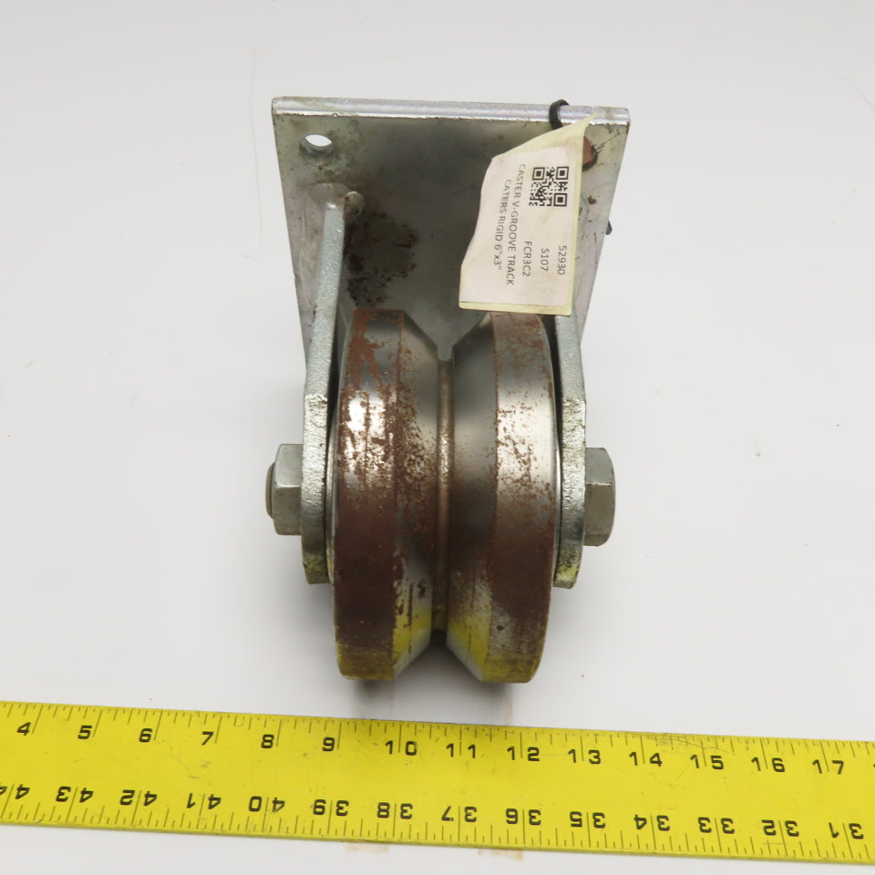 Albion Ind. VF0650039 V-Groove Track Rigid Cast Iron Caster 6"x3" Wide