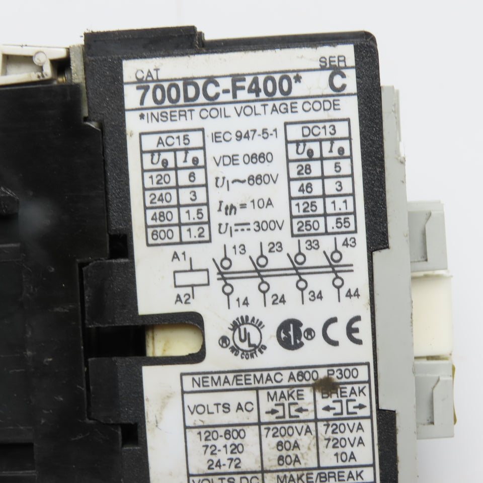 Allen-Bradley 700DC-F400 4-Pole Industrial Control Relay 24VDC 10A