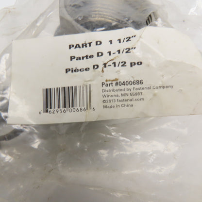 Fastenal 0400686 Type D Stainless Steel Cam Lock Coupler 1 1/2" Female NPT