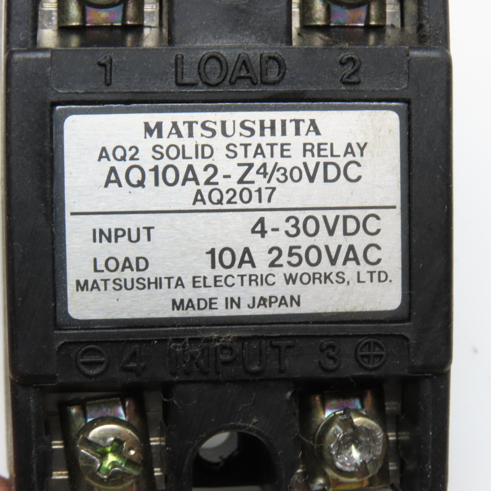 Matsushita AQ10A2-Z4/30VDC AQ2 Solid State Relay 10A 250VAC 4-30VDC Input