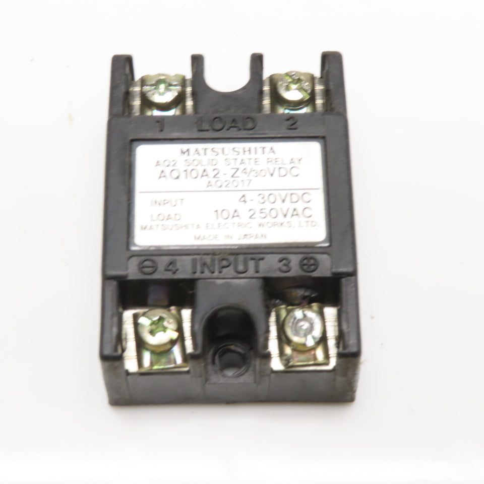 Matsushita AQ10A2-Z4/30VDC AQ2 Solid State Relay 10A 250VAC 4-30VDC Input