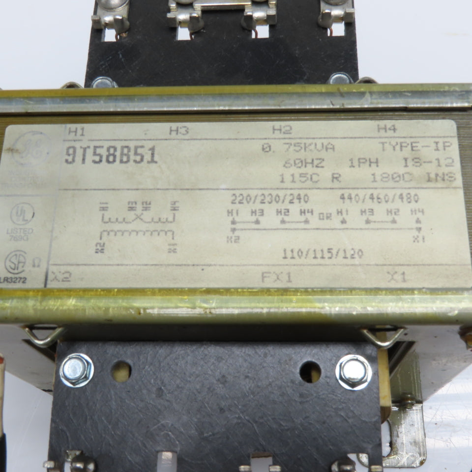 GE 9T58B51 Dry Type Industrial Control Transformer 0.75kVA 480/240V to 120V 1Ph
