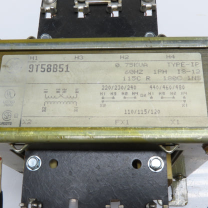 GE 9T58B51 Dry Type Industrial Control Transformer 0.75kVA 480/240V to 120V 1Ph