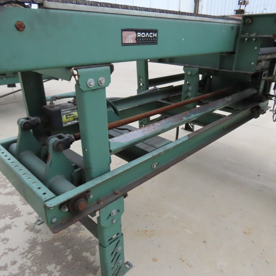 Roach 102"x25.5"BF Chain Drive Power Roller Transfer Conveyor 1/2HP 230/460V 3Ph