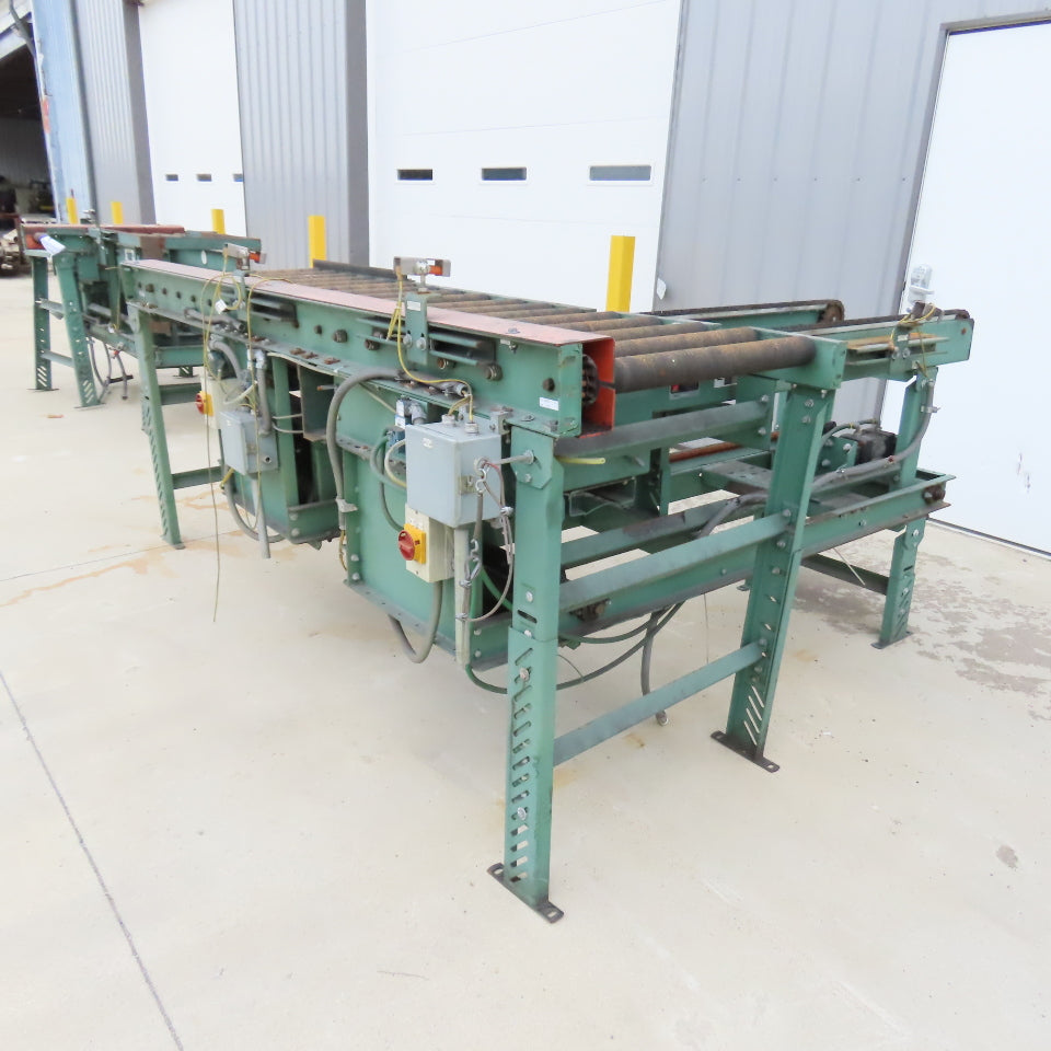 Roach 102"x25.5"BF Chain Drive Power Roller Transfer Conveyor 1/2HP 230/460V 3Ph
