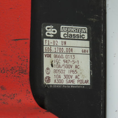 Bernstein 606.1700.004 F1-U2 UN Single Pedal Guarded Foot Switch 10A 300V AC