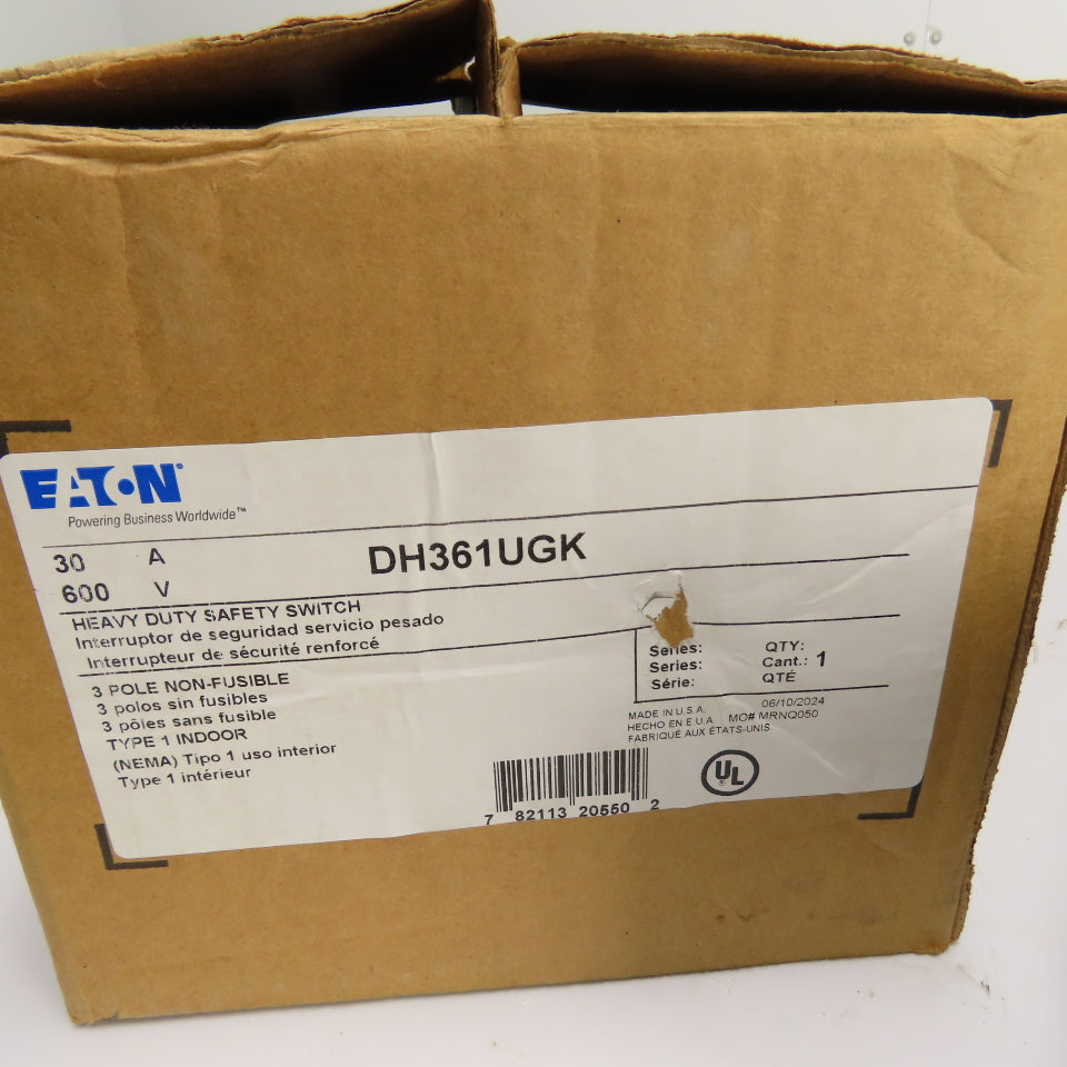 Eaton DH361UGK 30A Non-Fusible Heavy Duty Safety Disconnect Switch 600VAC 250VDC
