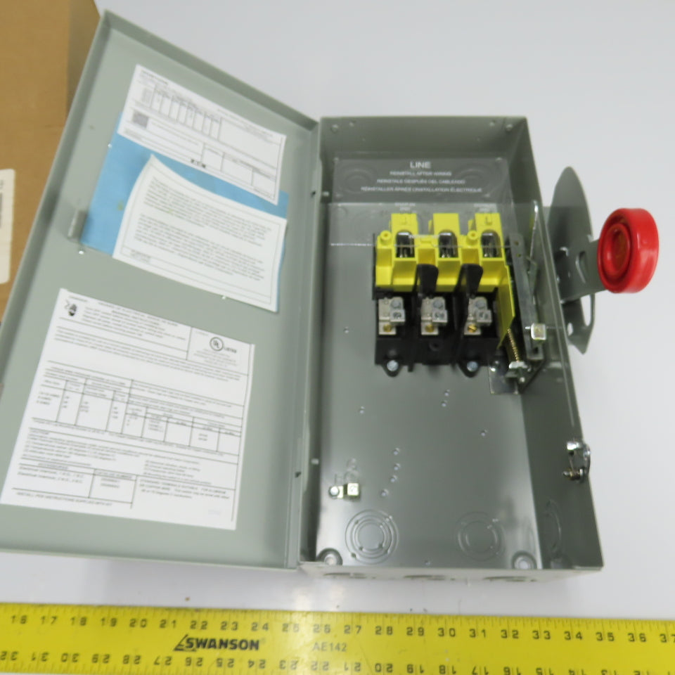 Eaton DH361UGK 30A Non-Fusible Heavy Duty Safety Disconnect Switch 600VAC 250VDC