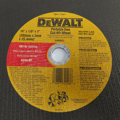 DeWalt DW8020 14" x 1/8" x 1" Metal Cut-Off Wheels NEW Lot of 3