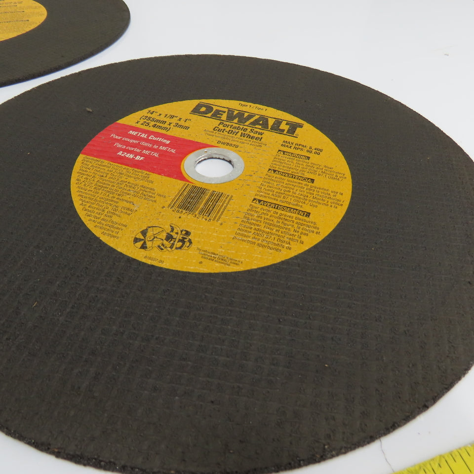 DeWalt DW8020 14" x 1/8" x 1" Metal Cut-Off Wheels NEW Lot of 3