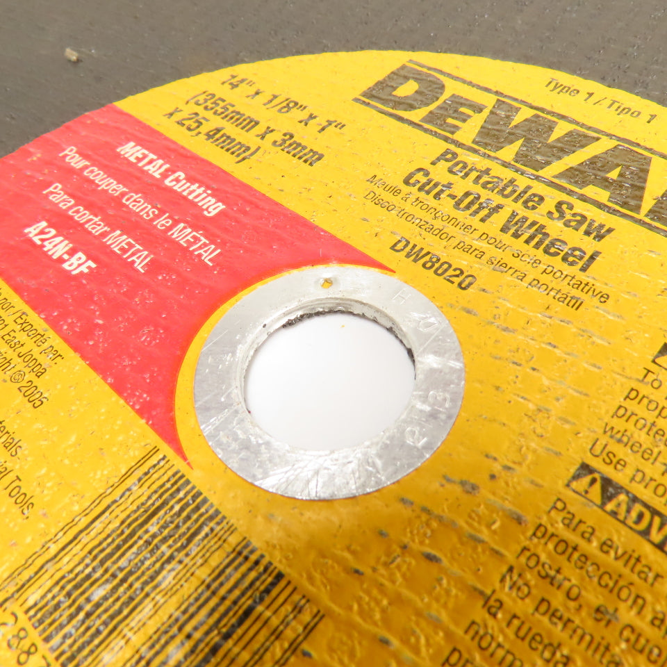DeWalt DW8020 14" x 1/8" x 1" Metal Cut-Off Wheels NEW Lot of 3