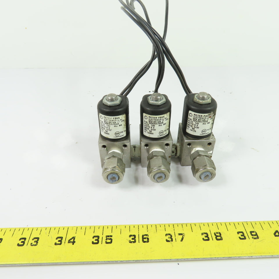 Peter Paul 52X05570GB (3)Solenoid Valves 120V 6.0W 5/32 Orifice