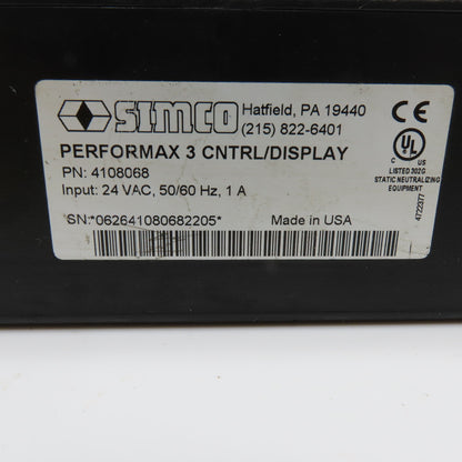 SIMCO 4108068 PerforMAX 3 CNTRL/DISPLAY Static Neutralizing System Display 24VAC