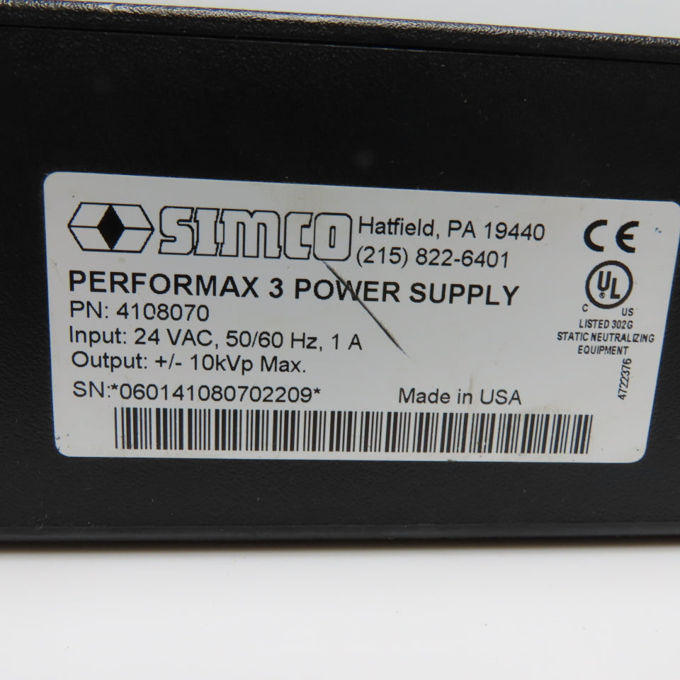 SIMCO 4108070 PerforMAX 3 POWER SUPPLY Static Neutralizing Power Supply
