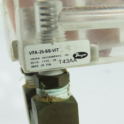 Dwyer VFA-25-SS-VIT Flowmeter 2.5-25 L/min AIR 100 PSIG Lot Of 2
