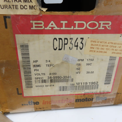 Baldor CDP3436 3/4HP DC Electric Motor 1750RPM 180V 56C