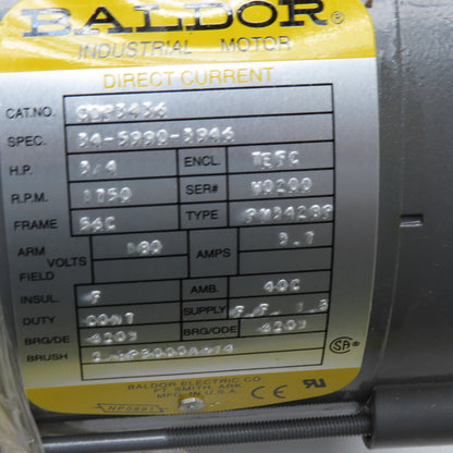 Baldor CDP3436 3/4HP DC Electric Motor 1750RPM 180V 56C