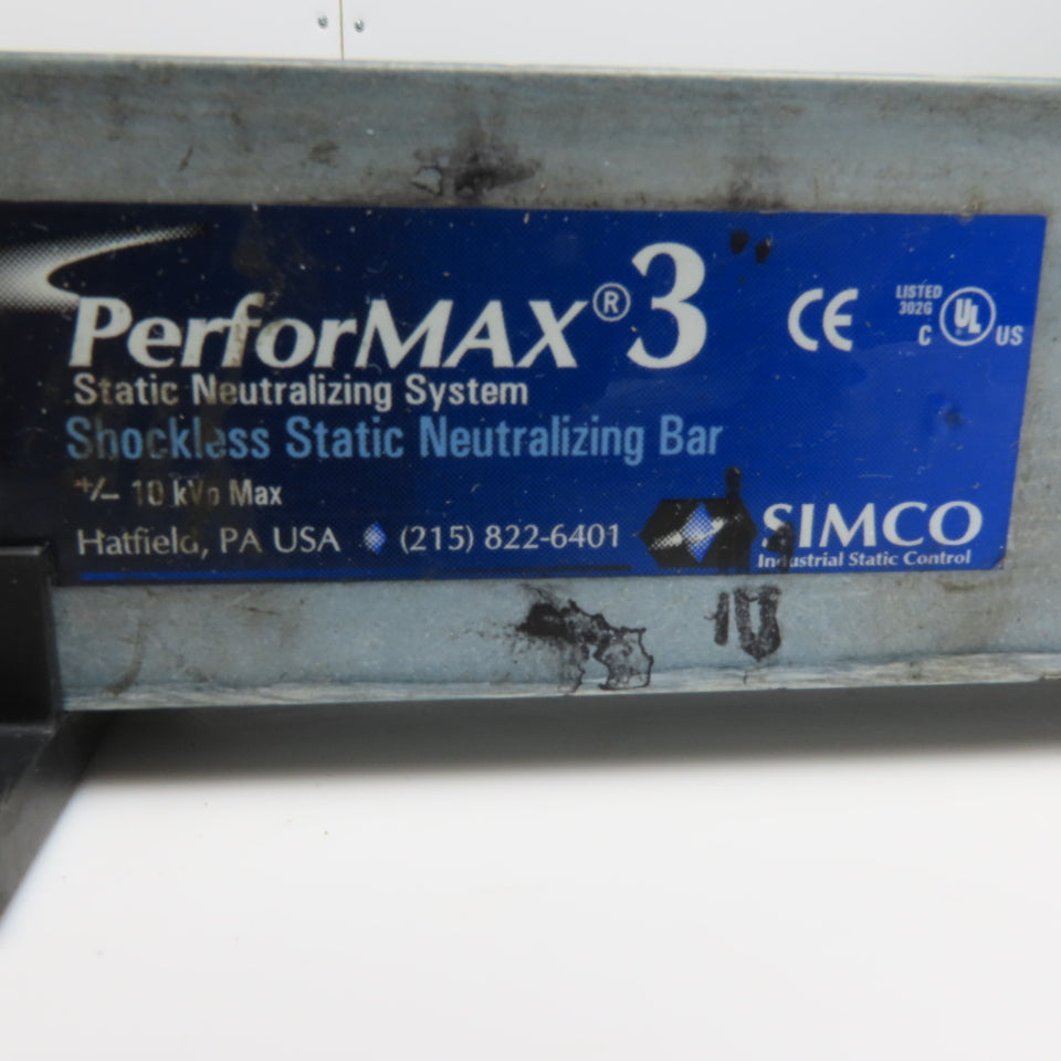 SIMCO PerforMAX 3 60" Shockless Static Neutralizing Bar +/- 10 kVp Max