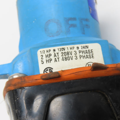 Meltric 63-11072 DSN 20A Plug Branch Circuit Disconnect Switch