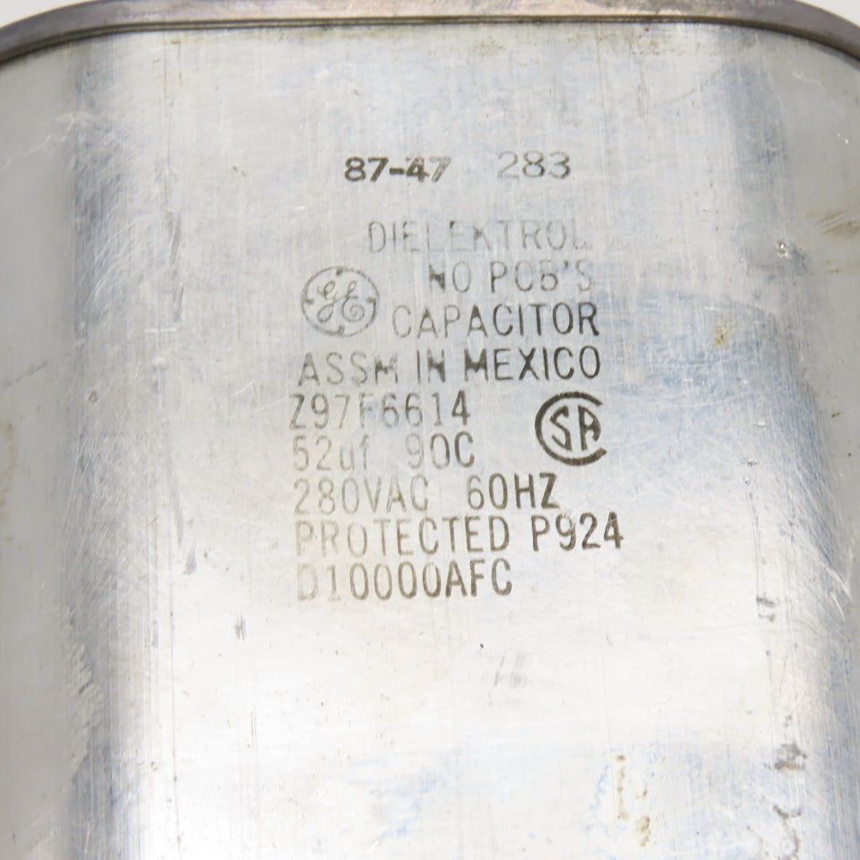 GE Z97F6614 52uF 280VAC Oval Motor Run Capacitor 60Hz 90C