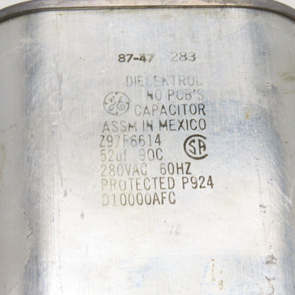 GE Z97F6614 52uF 280VAC Oval Motor Run Capacitor 60Hz 90C