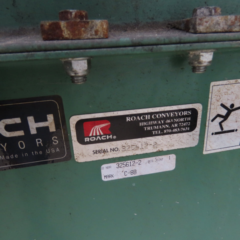 Roach 108"Lx26"BF Chain Drive Power Roller Transfer Conveyor 1/2HP 230/460V 3Ph