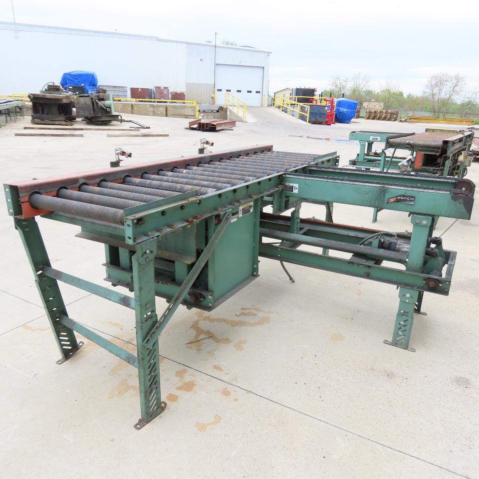 Roach 108"Lx26"BF Chain Drive Power Roller Transfer Conveyor 1/2HP 230/460V 3Ph