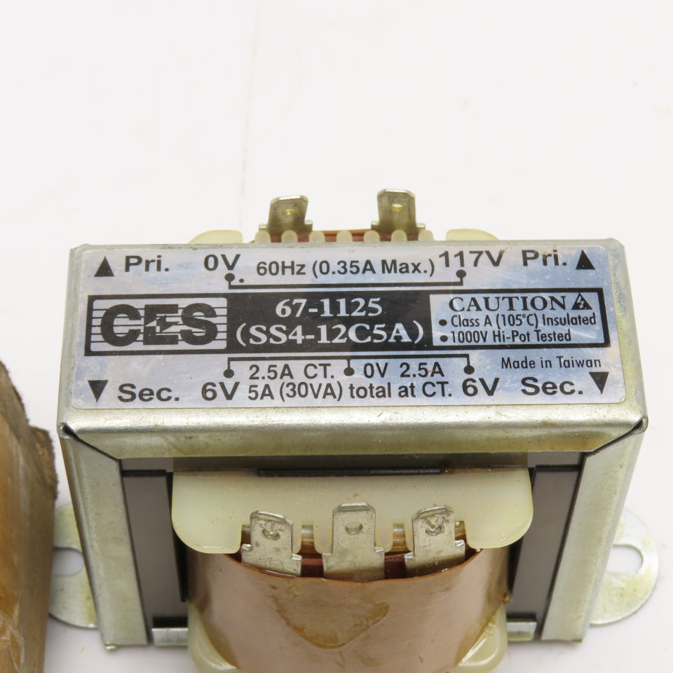 CES 67-1125 SS4-12C5A 30VA Power Transformer 117V Pri 6V/12V Sec