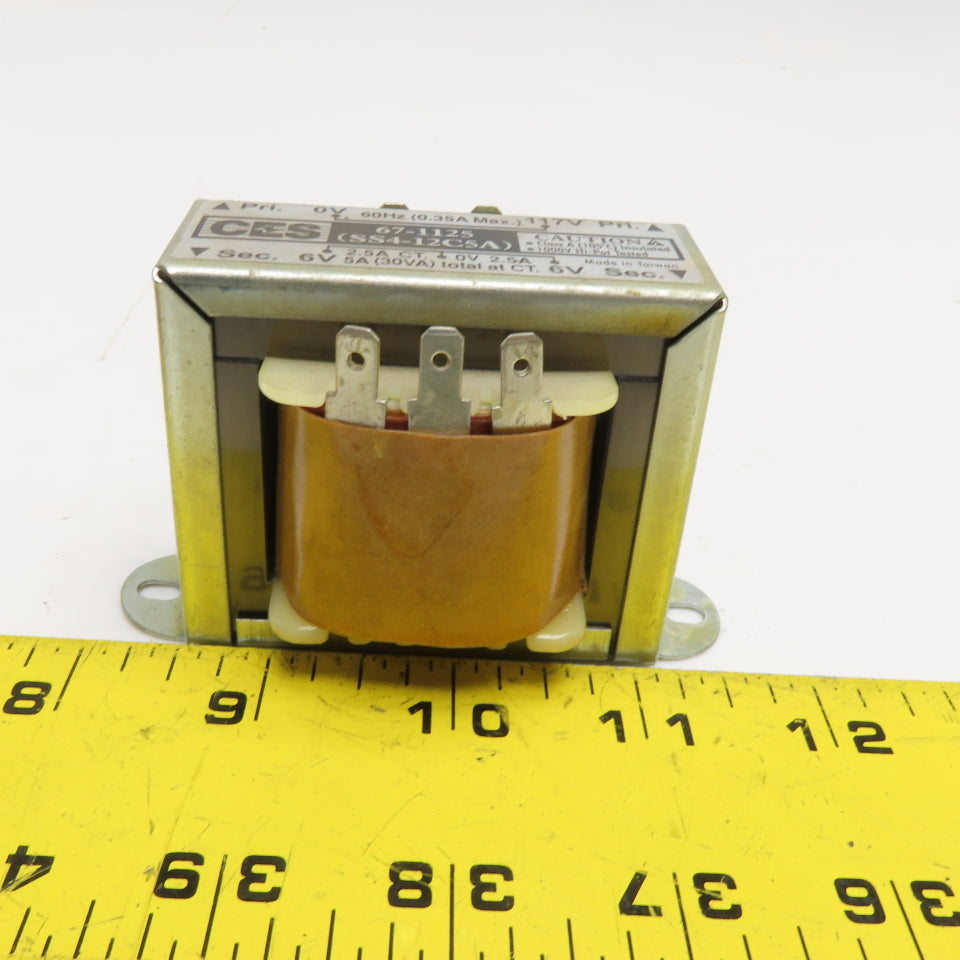 CES 67-1125 SS4-12C5A 30VA Power Transformer 117V Pri 6V/12V Sec