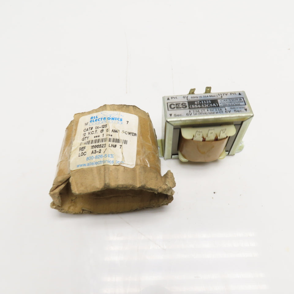 CES 67-1125 SS4-12C5A 30VA Power Transformer 117V Pri 6V/12V Sec
