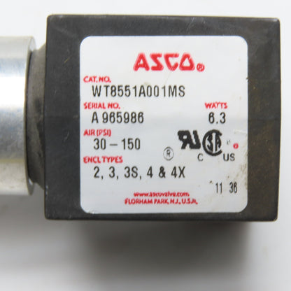 ASCO 266763-902 WT8551A001MS Solenoid Coil 120V 60Hz 110V 50Hz 6.3W