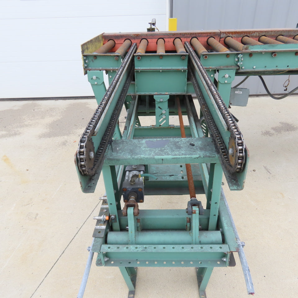 Roach 114"Lx25.5"BF Chain Drive Power Roller Transfer Conveyor 1/2HP 230/460 3Ph