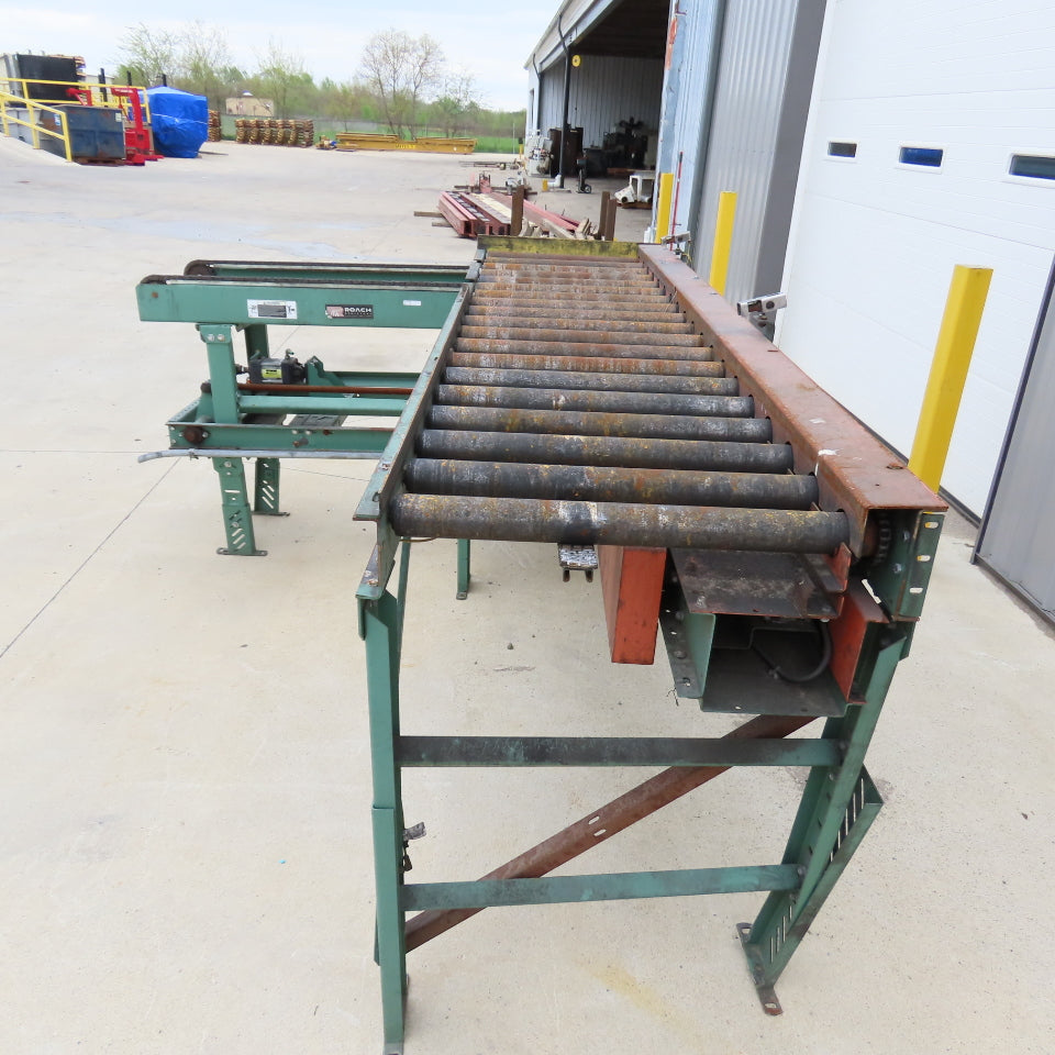 Roach 114"Lx25.5"BF Chain Drive Power Roller Transfer Conveyor 1/2HP 230/460 3Ph