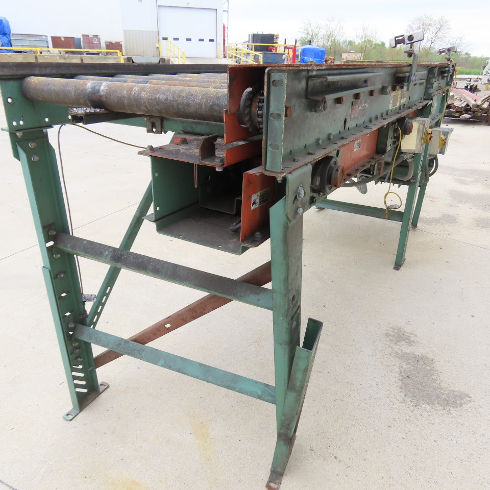 Roach 114"Lx25.5"BF Chain Drive Power Roller Transfer Conveyor 1/2HP 230/460 3Ph