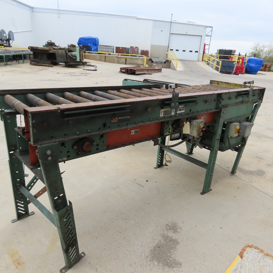 Roach 114"Lx25.5"BF Chain Drive Power Roller Transfer Conveyor 1/2HP 230/460 3Ph