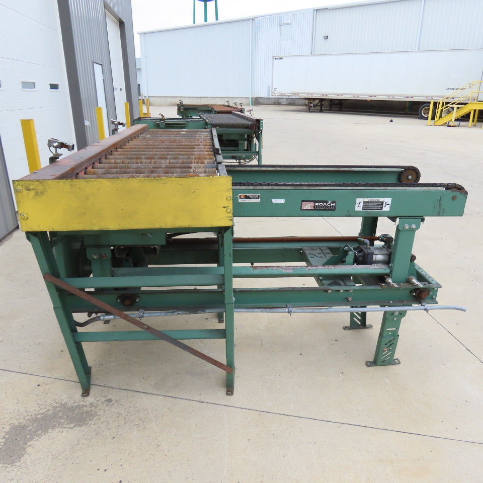 Roach 114"Lx25.5"BF Chain Drive Power Roller Transfer Conveyor 1/2HP 230/460 3Ph