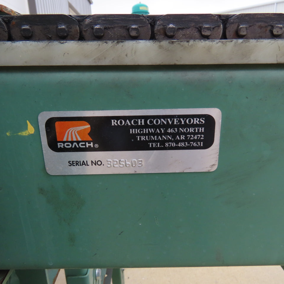 Roach 114"Lx25.5"BF Chain Drive Power Roller Transfer Conveyor 1/2HP 230/460 3Ph